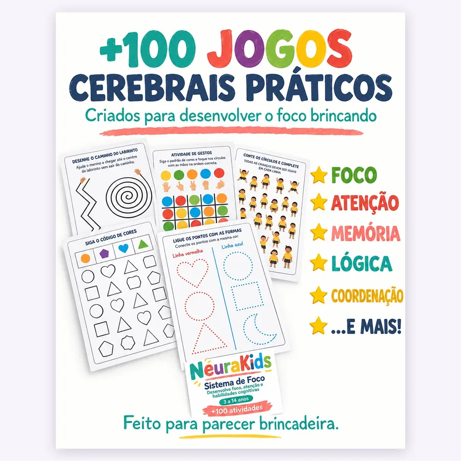 Mais de 100 jogos cerebrais práticos: foco, atenção, memória, lógica e coordenação