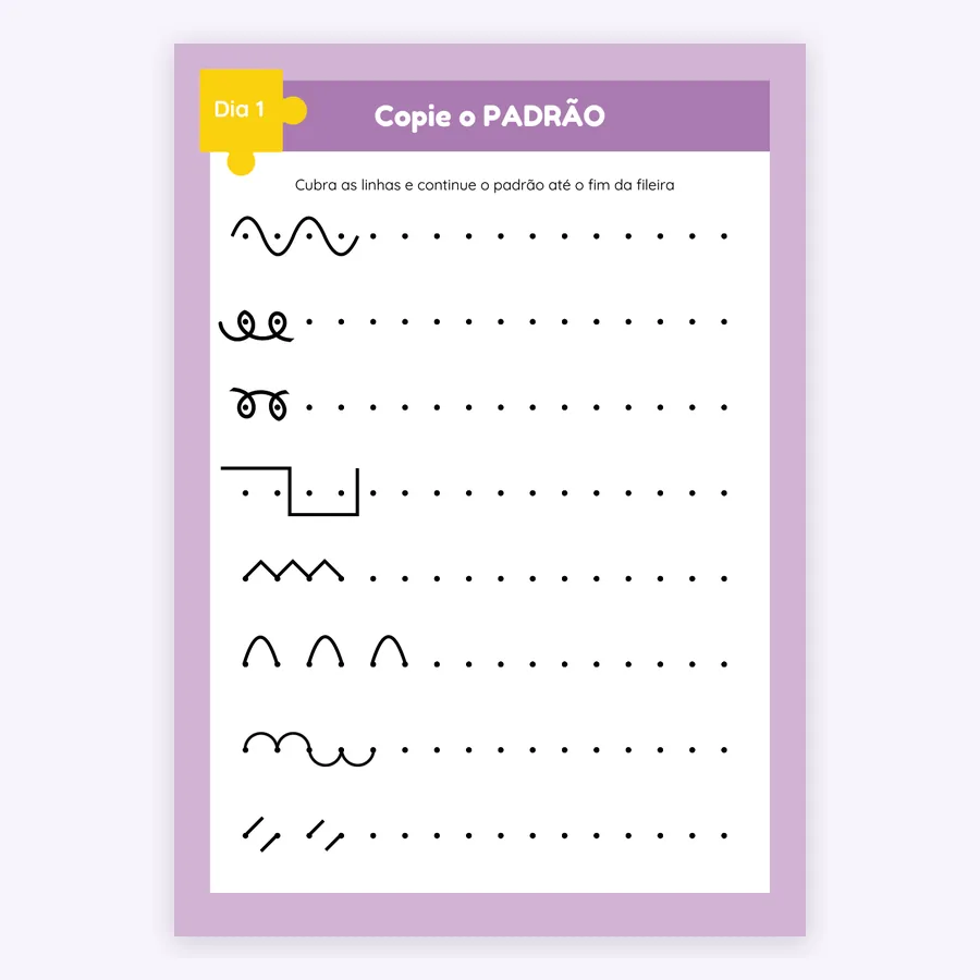 Página “Copie o padrão” com traçados